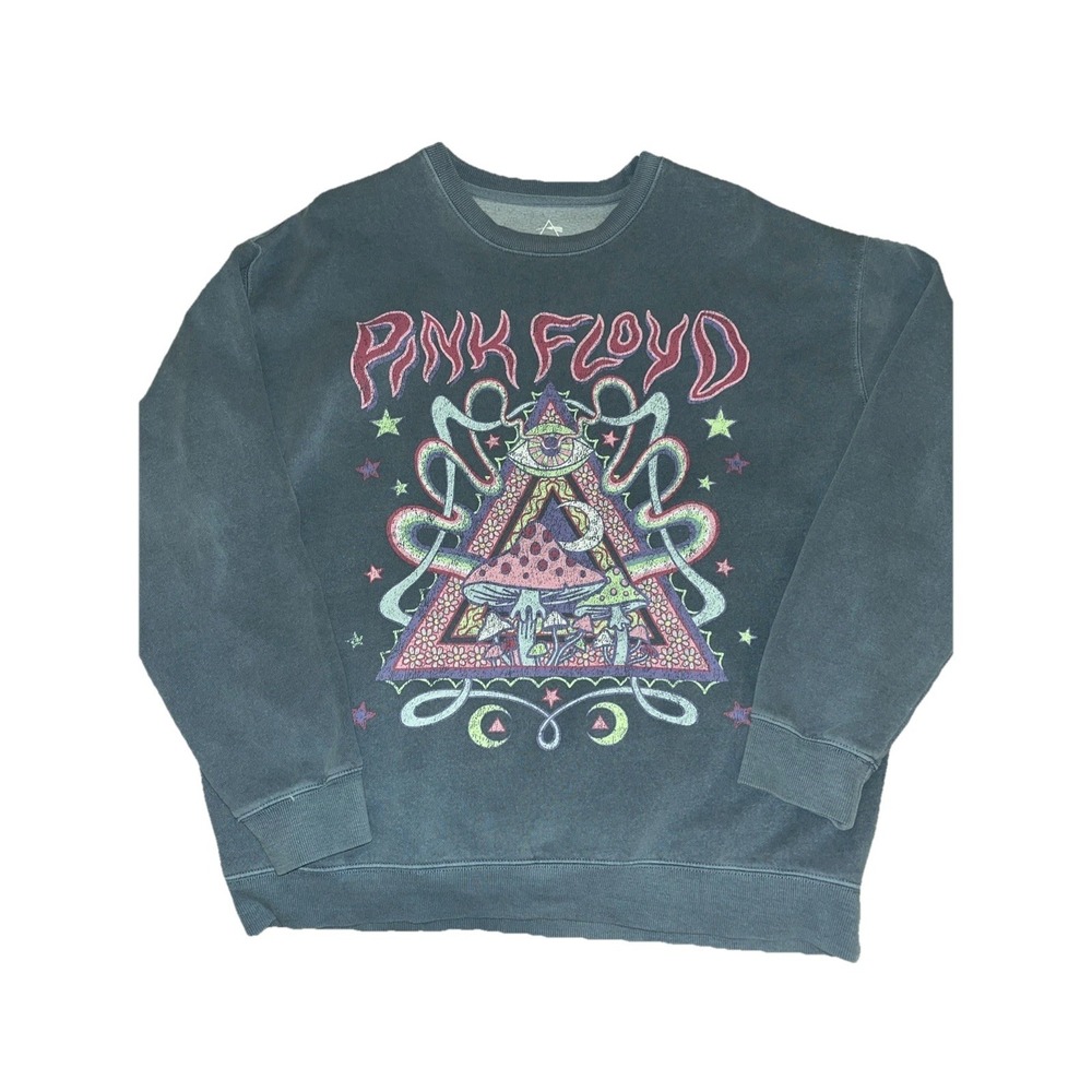 Pink Floyd Mushroom Graphic Sweatshirt Goodie Two Sleeves Gray Women Large